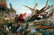 Juan Luna The Naval Battle of Lepanto of 1571 waged by Don John of Austria. Don Juan of Austria in battle, at the bow of the ship, Sweden oil painting artist